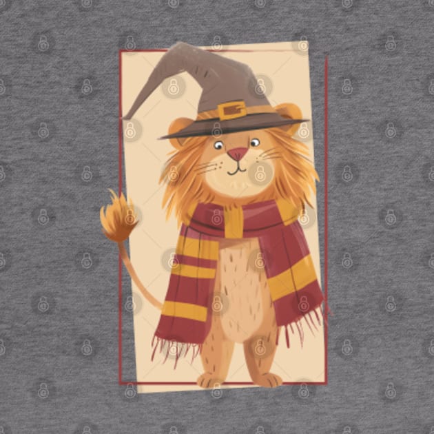 Whimsical Wizard Lion with a Scarf - Fantasy by Fenay-Designs